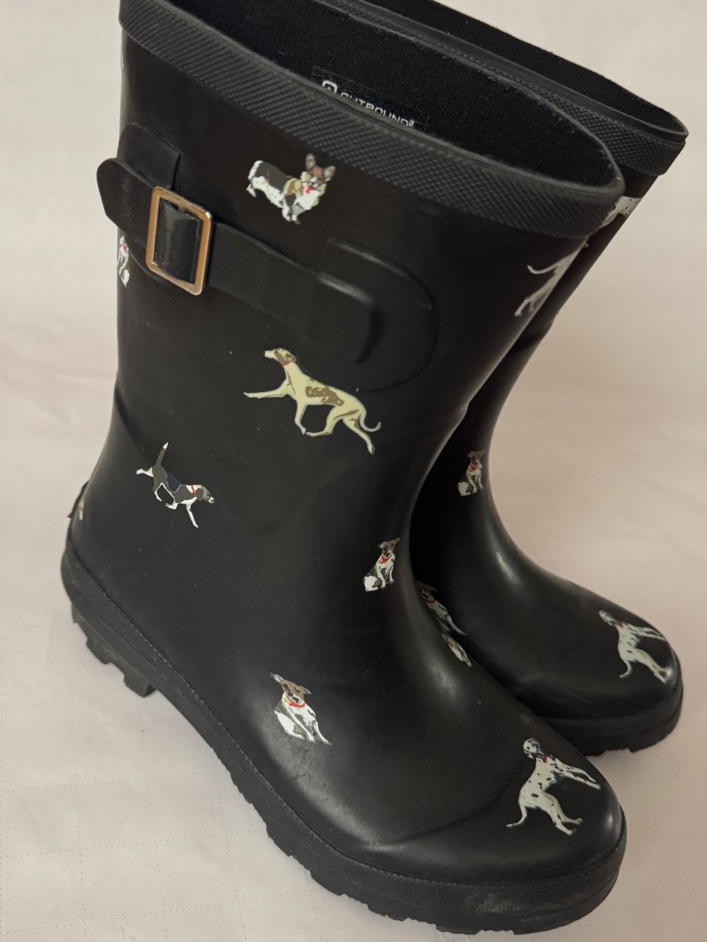 Black Rain Boots with Dog Print